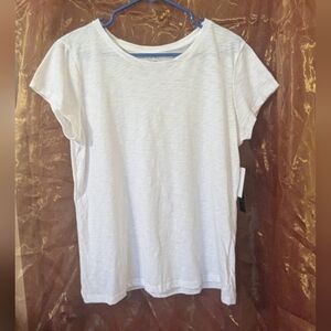 NWT Tahari White Crew Neck Short Sleeve T-Shirt Women's Extra Large